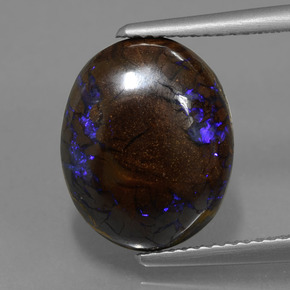 Opale boulder multicolore naturelle coupe ovale, 7,53 ct, opaque