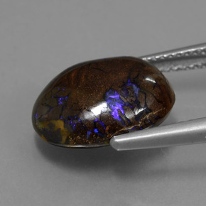 Opale boulder multicolore naturelle coupe ovale, 7,53 ct, opaque