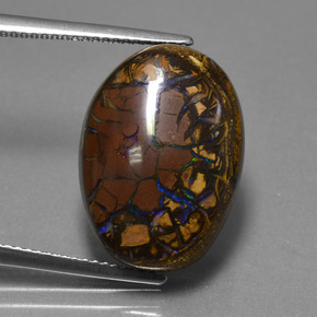Opale boulder multicolore naturelle coupe ovale, 13,53 ct, opaque