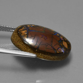 Opale boulder multicolore naturelle coupe ovale, 13,53 ct, opaque