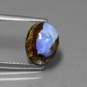 Opale boulder multicolore naturelle coupe ovale, 2,53 ct, opaque