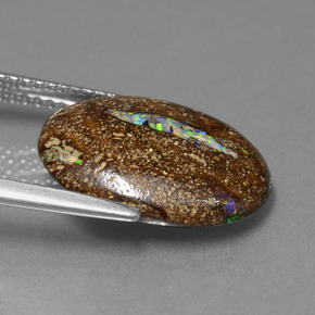 Opale Boulder Multicolore naturelle Coupe ovale, 5.89 ct, Opaque