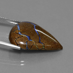 Opale Boulder Multicolore naturelle En forme de poire, 14.12 ct, Opaque