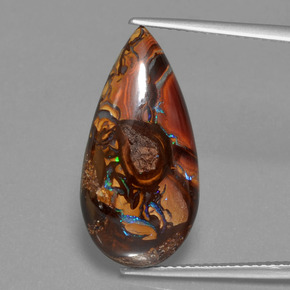 Opale boulder multicolore naturelle en forme de poire, 11,35 ct, opaque