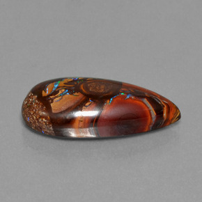 Opale boulder multicolore naturelle en forme de poire, 11,35 ct, opaque