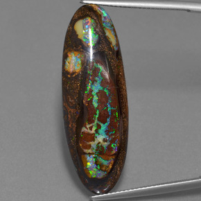 Opale boulder multicolore naturelle coupe ovale, 27,43 ct, opaque
