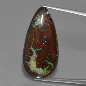 Opale boulder multicolore naturelle en forme de poire, 22,94 ct, opaque