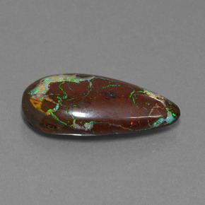 Opale boulder multicolore naturelle en forme de poire, 22,94 ct, opaque