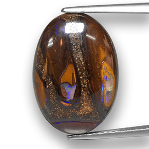 Opale boulder multicolore naturelle coupe ovale, 12,14 ct, opaque