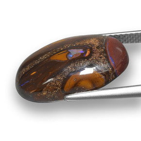 Opale boulder multicolore naturelle coupe ovale, 12,14 ct, opaque