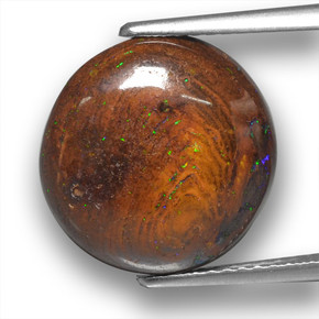 Opale boulder multicolore naturelle coupe roude, 6,96 ct, opaque