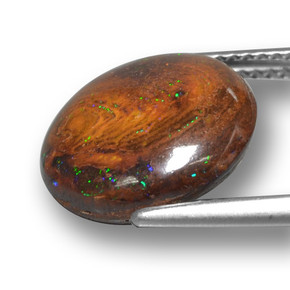Opale boulder multicolore naturelle coupe roude, 6,96 ct, opaque