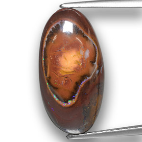 Opale boulder multicolore naturelle coupe ovale, 10,73 ct, opaque