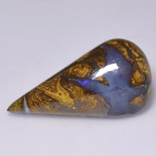 Opale boulder multicolore naturelle en forme de poire, 7,06 ct, opaque
