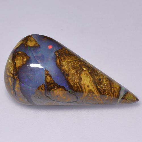 Opale boulder multicolore naturelle en forme de poire, 7,06 ct, opaque