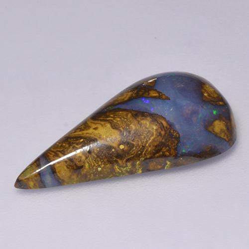 Opale boulder multicolore naturelle en forme de poire, 7,06 ct, opaque