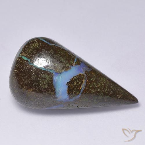 Opale Boulder Multicolore naturelle En forme de poire, 14.46 ct, Opaque