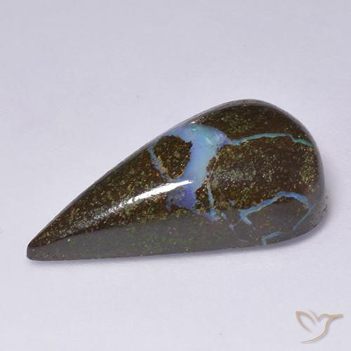 Opale Boulder Multicolore naturelle En forme de poire, 14.46 ct, Opaque