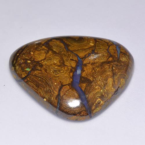 Opale boulder multicolore naturelle trillion, 32,30 ct, opaque
