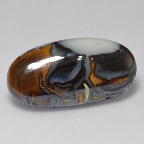 Opale boulder multicolore naturelle coupe ovale, 6,31 ct, opaque