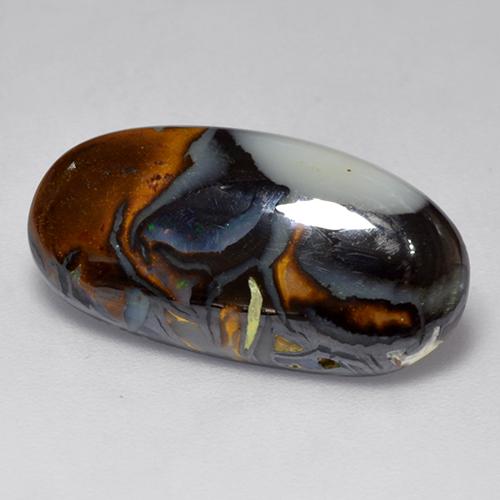Opale boulder multicolore naturelle coupe ovale, 6,31 ct, opaque