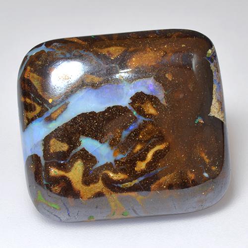 Opale boulder multicolore naturelle coupe coussin, 25,04 ct, opaque