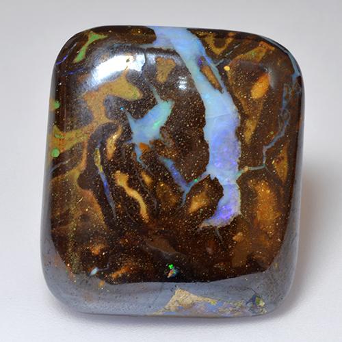 Opale boulder multicolore naturelle coupe coussin, 25,04 ct, opaque