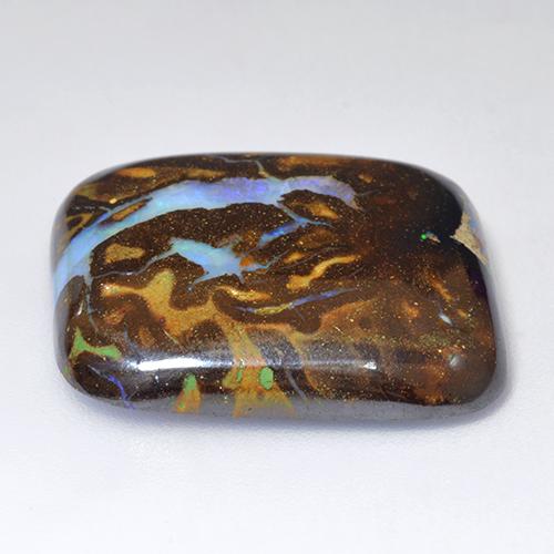 Opale boulder multicolore naturelle coupe coussin, 25,04 ct, opaque
