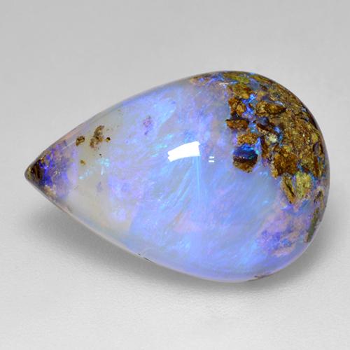 Opale Boulder Multicolore naturelle En forme de poire, 6.22 ct, Translucide
