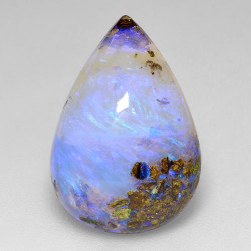 Opale Boulder Multicolore naturelle En forme de poire, 6.22 ct, Translucide