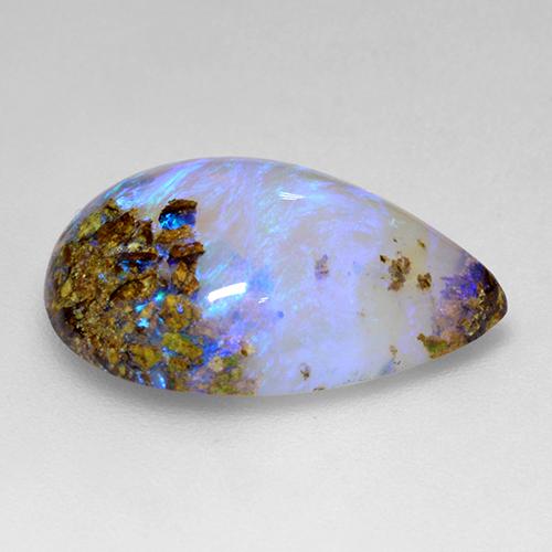 Opale Boulder Multicolore naturelle En forme de poire, 6.22 ct, Translucide