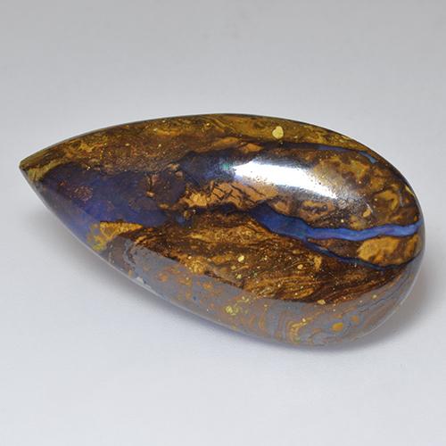 Opale Boulder Multicolore naturelle En forme de poire, 24.34 ct, Opaque