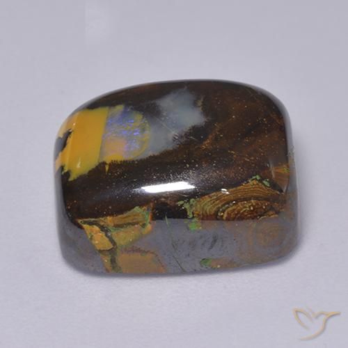 Opale Boulder Multicolore naturelle Coussin, 13.46 ct, Opaque