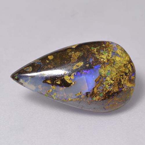 Opale boulder multicolore naturelle en forme de poire, 2,84 ct, translucide