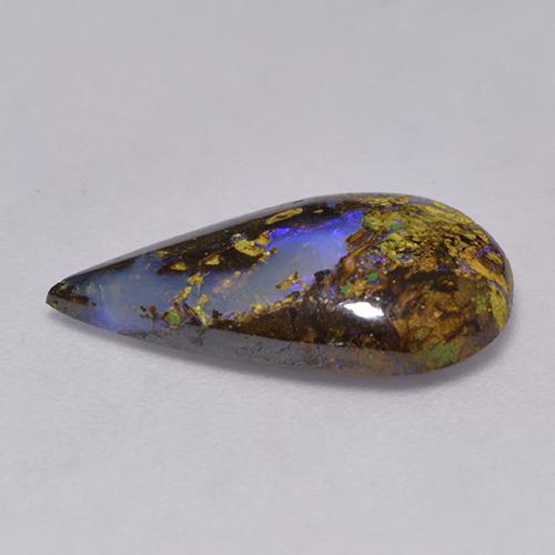 Opale boulder multicolore naturelle en forme de poire, 2,84 ct, translucide