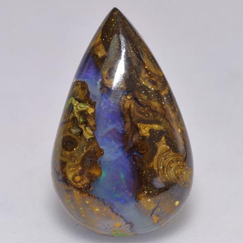 Opale Boulder Multicolore naturelle En forme de poire, 9.31 ct, Translucide