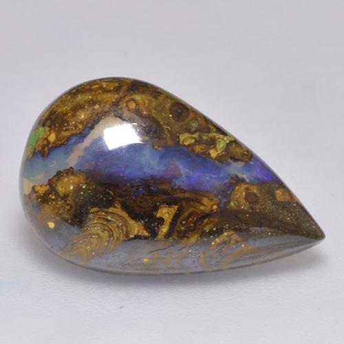 Opale Boulder Multicolore naturelle En forme de poire, 9.31 ct, Translucide