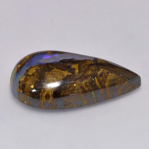 Opale Boulder Multicolore naturelle En forme de poire, 9.31 ct, Translucide