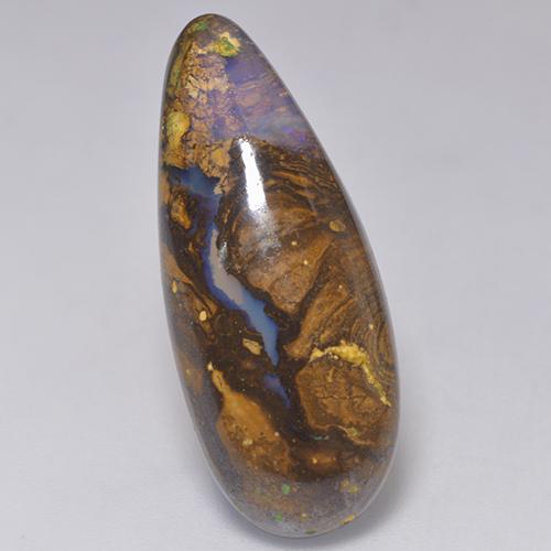Opale boulder multicolore naturelle en forme de poire, 14,32 ct, translucide