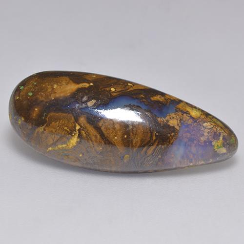 Opale boulder multicolore naturelle en forme de poire, 14,32 ct, translucide