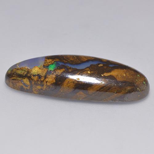 Opale boulder multicolore naturelle en forme de poire, 14,32 ct, translucide