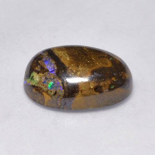 Opale Boulder Multicolore naturelle Coupe ovale, 3.16 ct, Opaque