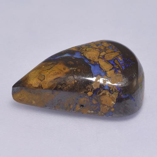 Opale Boulder Multicolore naturelle En forme de poire, 6.81 ct, Opaque