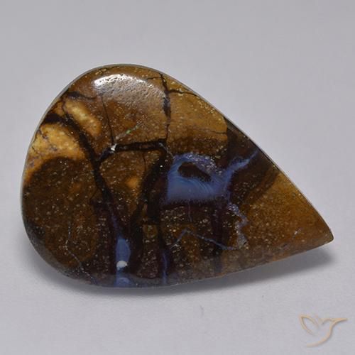 Opale Boulder Multicolore naturelle En forme de poire, 11.18 ct, Opaque