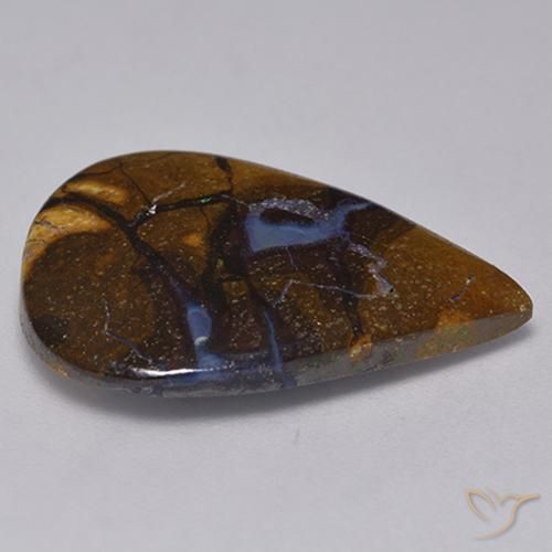 Opale Boulder Multicolore naturelle En forme de poire, 11.18 ct, Opaque