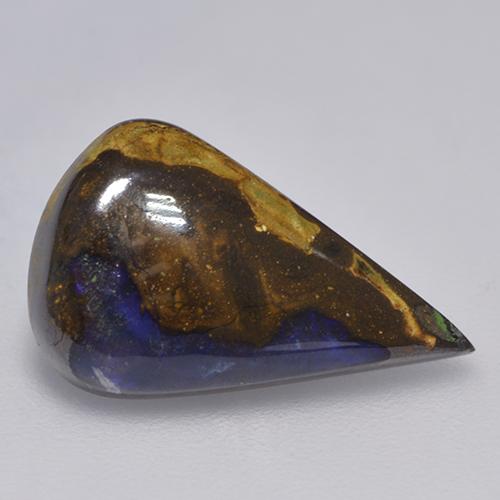 Opale boulder multicolore naturelle en forme de poire, 3,88 ct, opaque