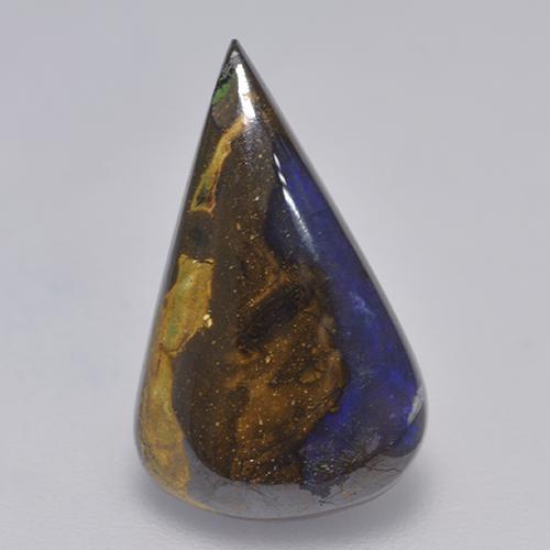 Opale boulder multicolore naturelle en forme de poire, 3,88 ct, opaque