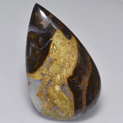 Opale Boulder Multicolore naturelle En forme de poire, 16.17 ct, Opaque