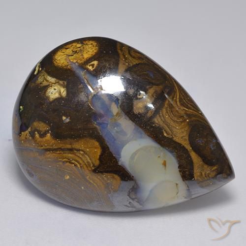 30.50ct Naturel Multicolore Opale Boulder, En forme de poire, Translucide