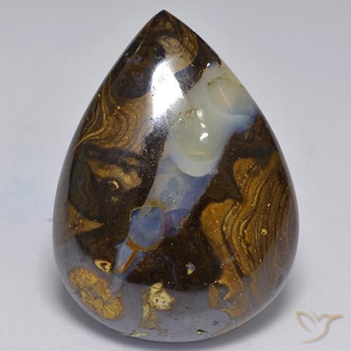 Opale Boulder Multicolore naturelle En forme de poire, 30.50 ct, Translucide
